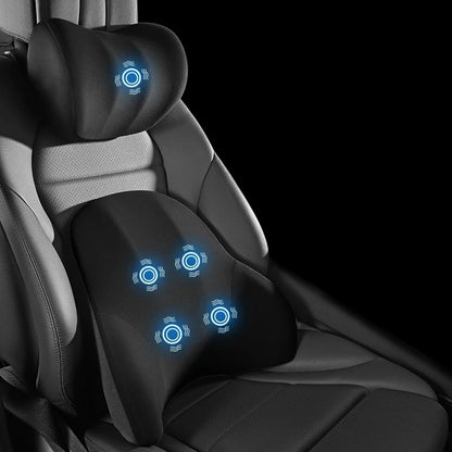 Electric Car Lumbar & Neck Massage Pillow | Single Headrest Vibration Cushion for Seat Support
