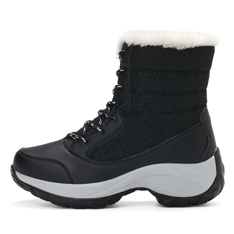Women’s Snow Boots — Non-Slip Waterproof Fur-Lined Platform Ankle & Thigh-High Winter Boots with Wedges