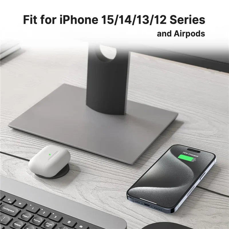 100W Magnetic Wireless Charger Pad with USB & Type-C — Fast Charging Dock for MagSafe iPhone 16/15/14/13/12 Pro Max