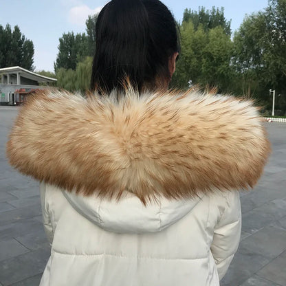 Natural Raccoon & Fox Fur Scarf – Luxury Women’s Winter Fur Collar and Hood Trim for Coats & Jackets