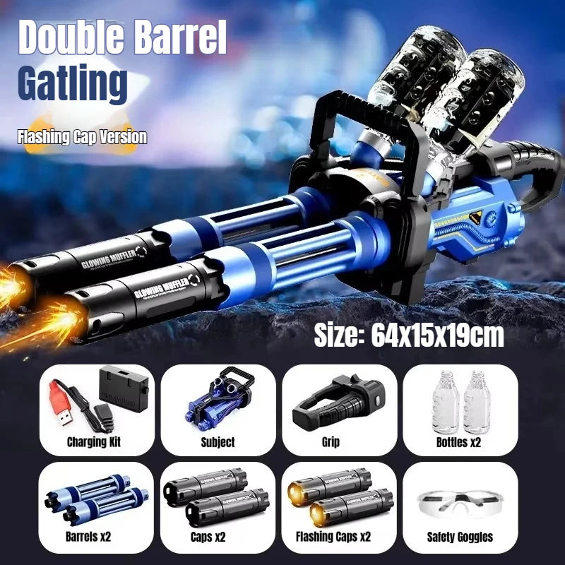 Jianfeng Gatling Soft Dart Blaster - Double Barrel Electric Rotary Launcher for Outdoor Shooting Games