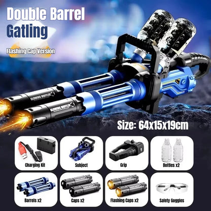 Jianfeng Gatling Soft Dart Blaster - Double Barrel Electric Rotary Launcher for Outdoor Shooting Games