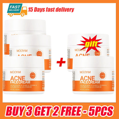 1/3/5-Piece Acne Care Face Cream Set - Hydrating Moisturizer for Blemish Care, Oil Control, and Smoother-Looking Skin