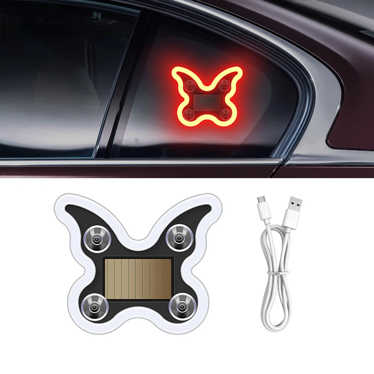 Heart-Shaped Solar Car Ambient Light - Dynamic Gradient RGB LED Interior Decoration Accessory