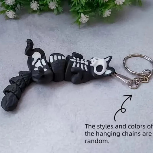 Personalized Skeleton Cat 3D Keychain – Backpack & Car Charm, Perfect Halloween & Christmas Gift