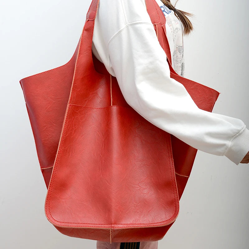 Rretro Handmade Large Beach Tote Bag – High Capacity Zipper Shoulder Handbag for Ladies