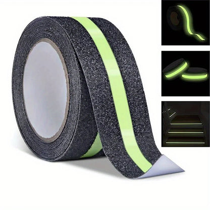Glow in the Dark Anti-Slip Traction Tape Green Stripe Non-Skid Abrasive Adhesive Stair Safety Grip Tape for Indoor & Outdoor Steps