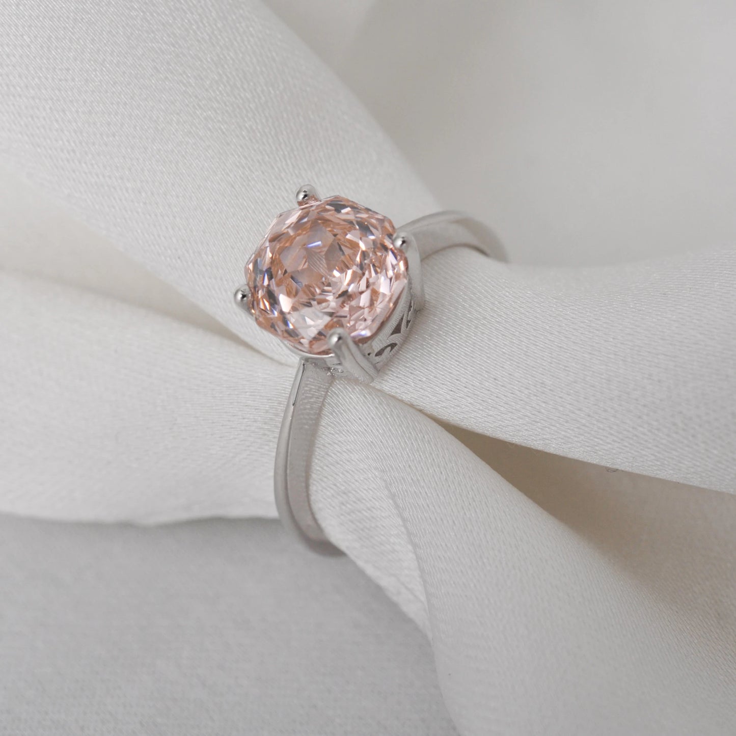 Potiy 2ct Octagon Rose Cut Morganite Pink CZ Solitaire Ring – 925 Sterling Silver Women’s Jewelry Gift with Certificate