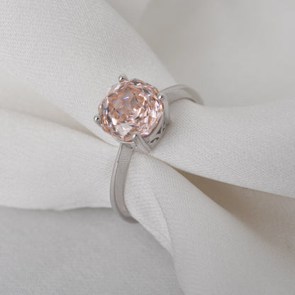 Potiy 2ct Octagon Rose Cut Morganite Pink CZ Solitaire Ring – 925 Sterling Silver Women’s Jewelry Gift with Certificate