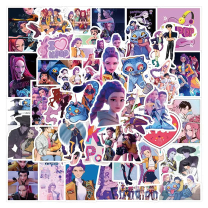 55-170PCS K-Pop Demon Hunters Anime Stickers – Waterproof DIY Decoration for Boys, Girls & Fans Gift