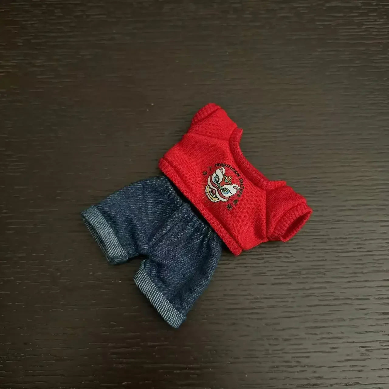 17cm Labubu Doll Clothes – Black Luxury Trendy Outfit with T-Shirt, Jeans & Shoes