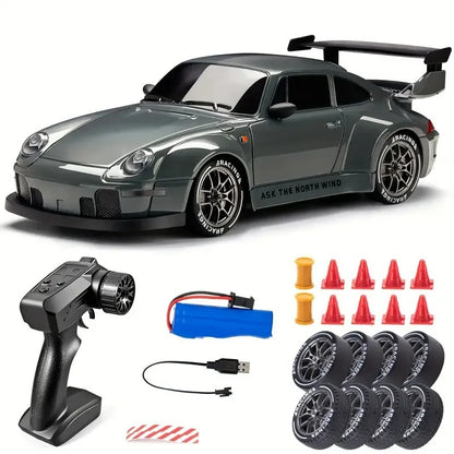 1:24 RC Drift Car - 20KM/H 4WD High Speed Remote Control Car with LED Lights & Extra Tires