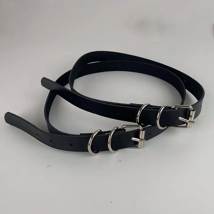 2-Piece Women's PU Leather Leg Garter Set - Adjustable Punk Hollow Belt & Gothic Body Accessories