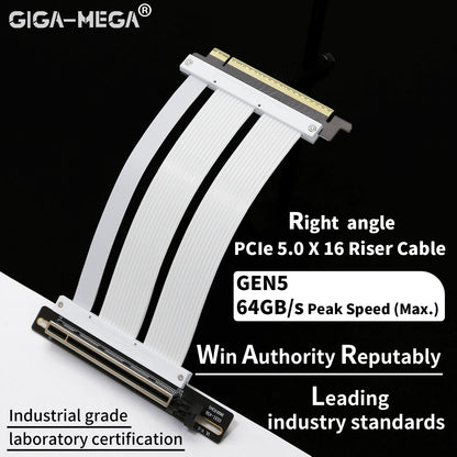 PCIe 5.0 X16 GPU Riser Cable - Gen5 128GB/s Right-Angle Graphics Card Extension for Vertical PC Mounting