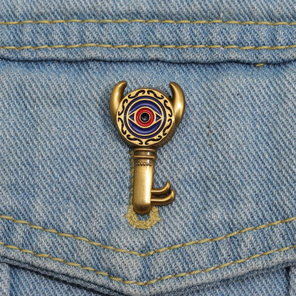 Retro Cartoon Dungeon Key Badge – Adventure Game Brooch Pin for Men & Women Party Accessories