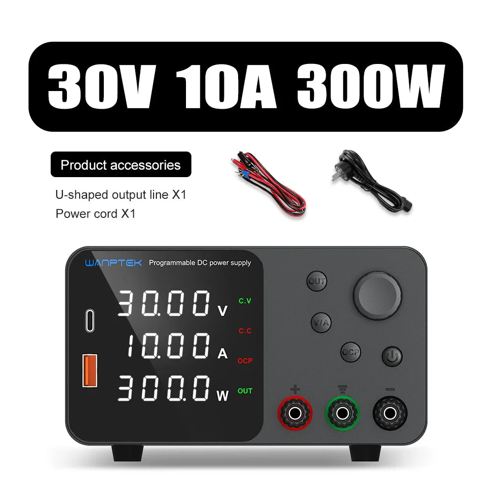 Wanptek Adjustable DC Bench Power Supply 30V 10A – Variable Lab Voltage Regulator 60V/5A & 120V/3A Precision Power Supply