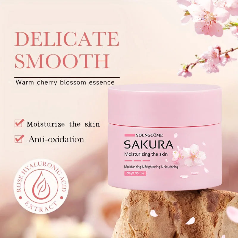 Sakura Essence Cherry Blossom Facial Cream — Moisturizing, Softening & Hydrating Skincare for Dry, Rough Skin