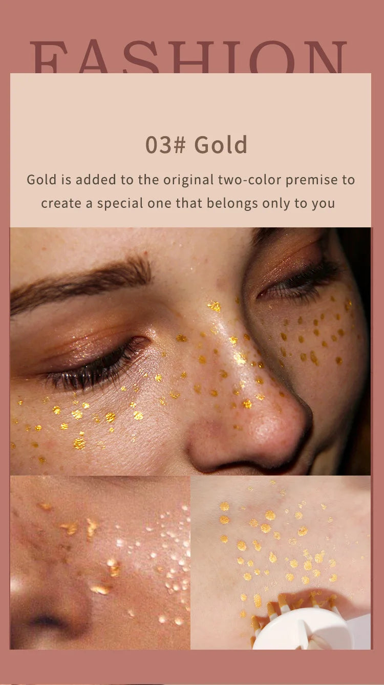 Air Cushion Freckle Stamp Kit - Lifelike Natural Simulation Fake Freckles for Face & Body, Waterproof Makeup Dot Spot Comb