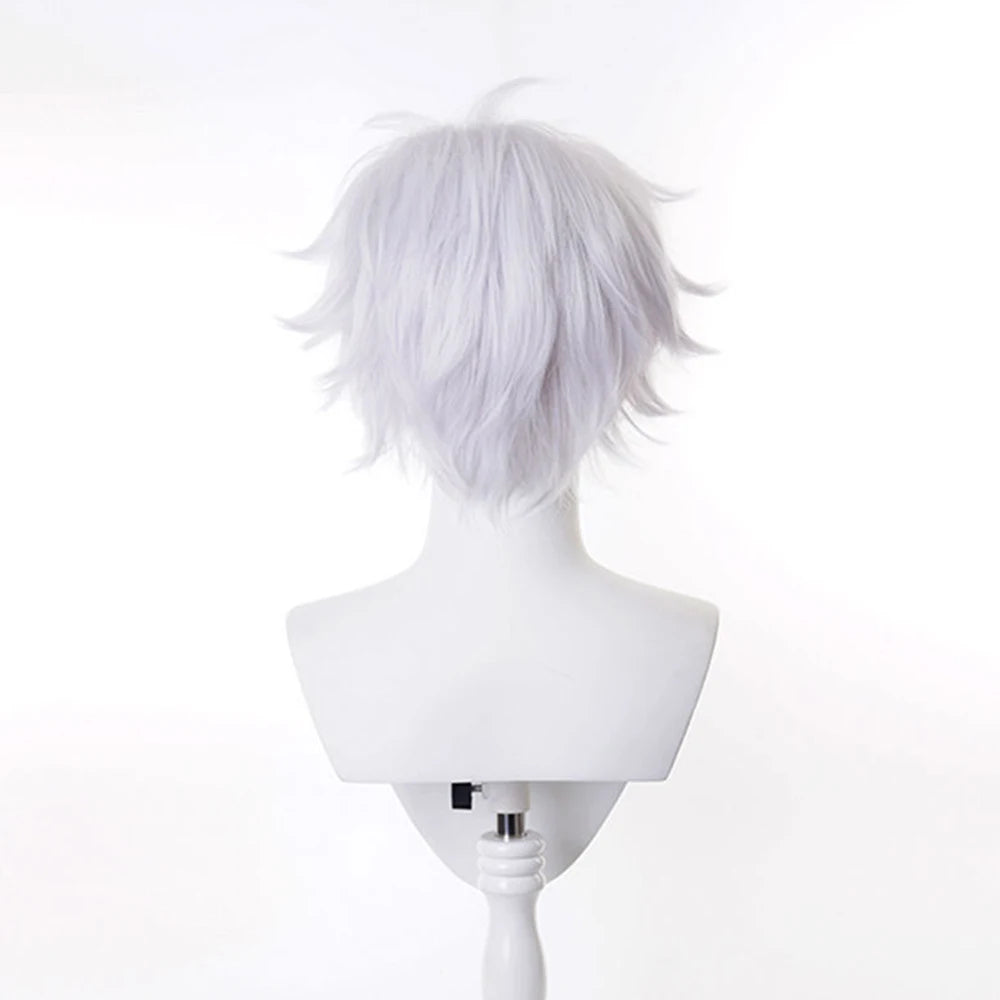 RANYU White Men’s Wig – Short Straight Synthetic Anime Hair, High-Temperature Fiber for Cosplay & Party