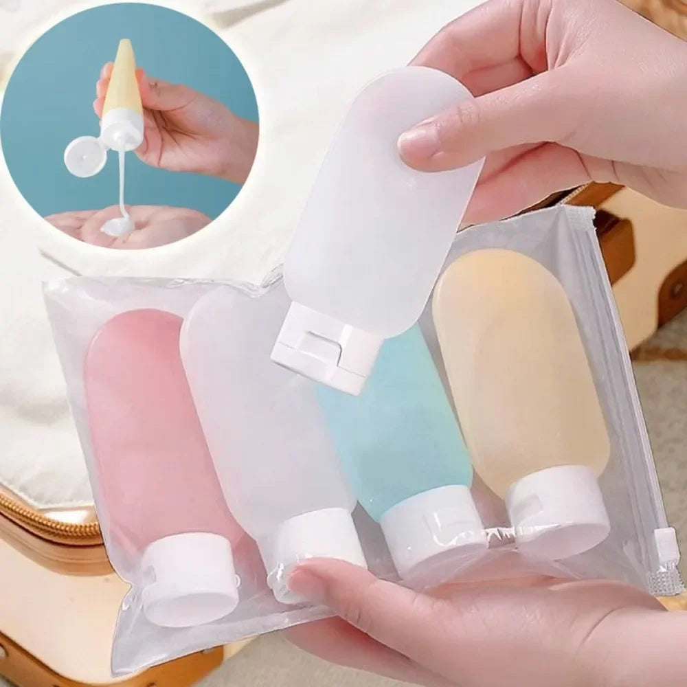 3/4 Pcs 60ml Travel Refillable Silicone Bottles - Empty Lotion, Shampoo & Cosmetic Squeeze Containers for Makeup