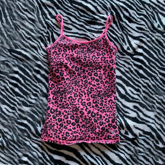 Leopard Pink Suspender Crop Top – Y2K Streetwear Emo Girl Harajuku Hip Hop Casual Women's Top