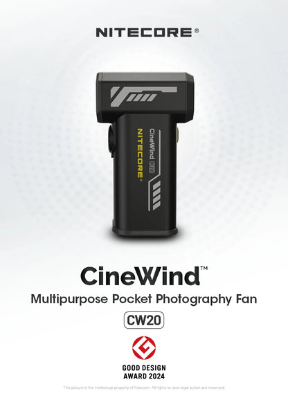 NITECORE CW20 Multipurpose Pocket Fan - Portable Stepless Wind Blower for Photography, Canon, Sony, Short Video & Camping