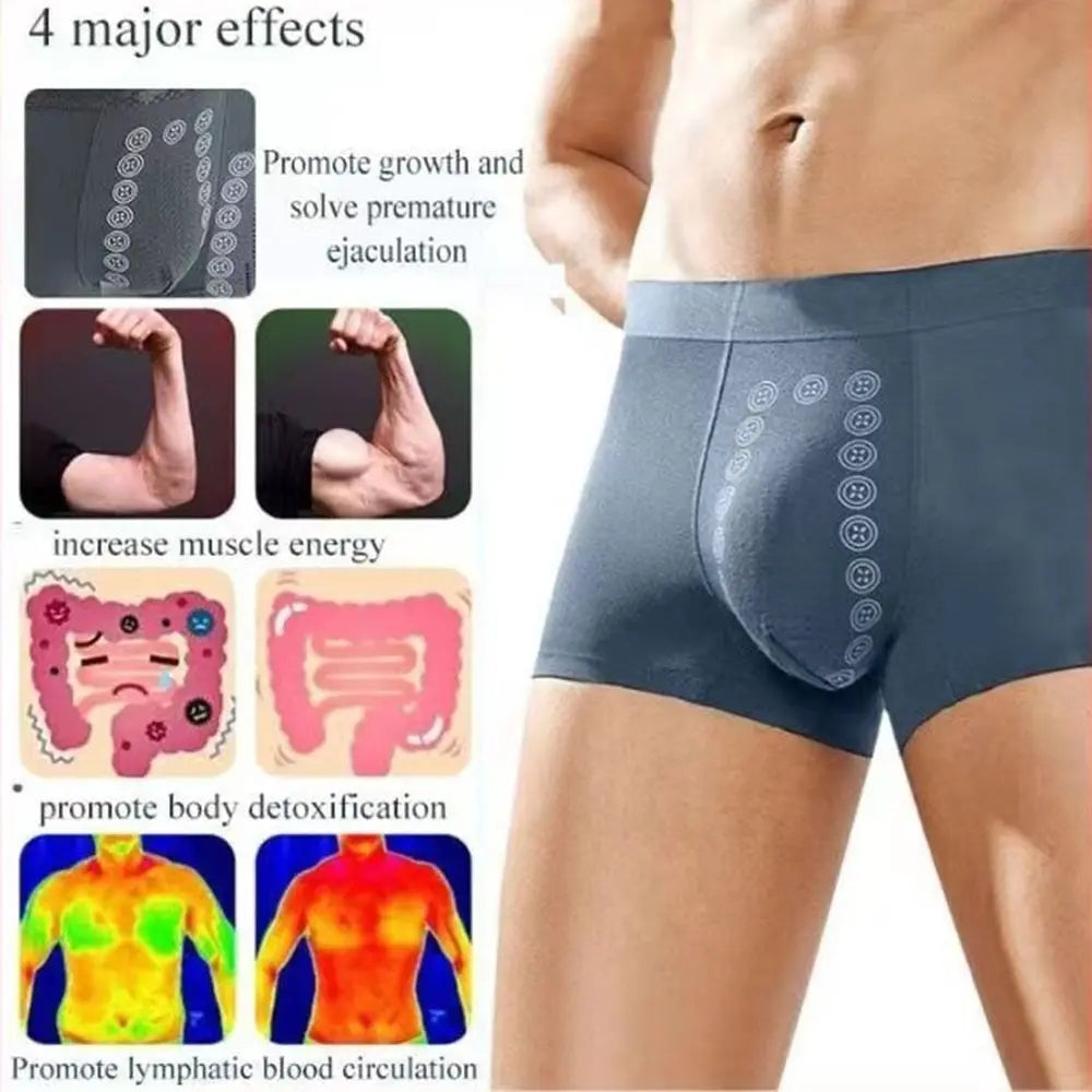 Breathable Magnetic Therapy Men’s Underwear – Polyester Fiber Long-Lasting Boxer Briefs for Male Support, Tightening & Delay