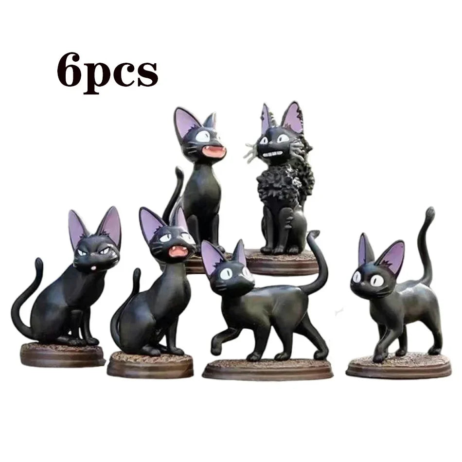 6PCS Cartoon Black Cat PVC Figure Set — Jiji/Gigi Action Dolls, Hayao Miyazaki Collectible Toy for Kids Birthday Gift