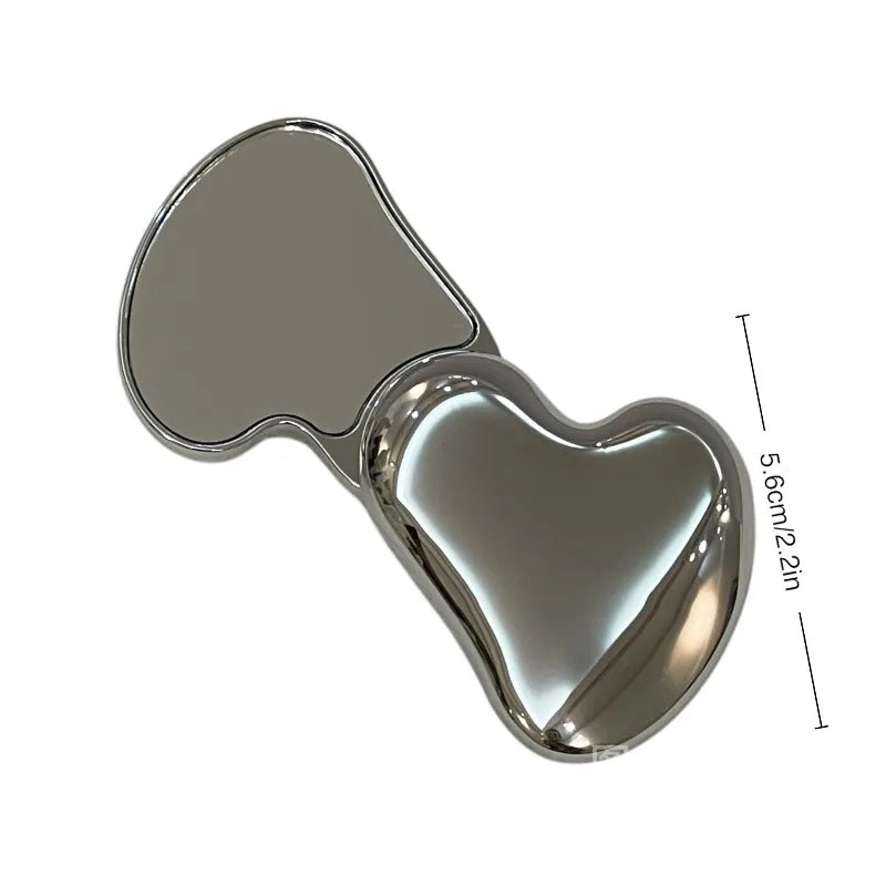 Elegant Heart-Shaped Makeup Mirror - Portable Mini Pocket Mirror for Purse & Travel