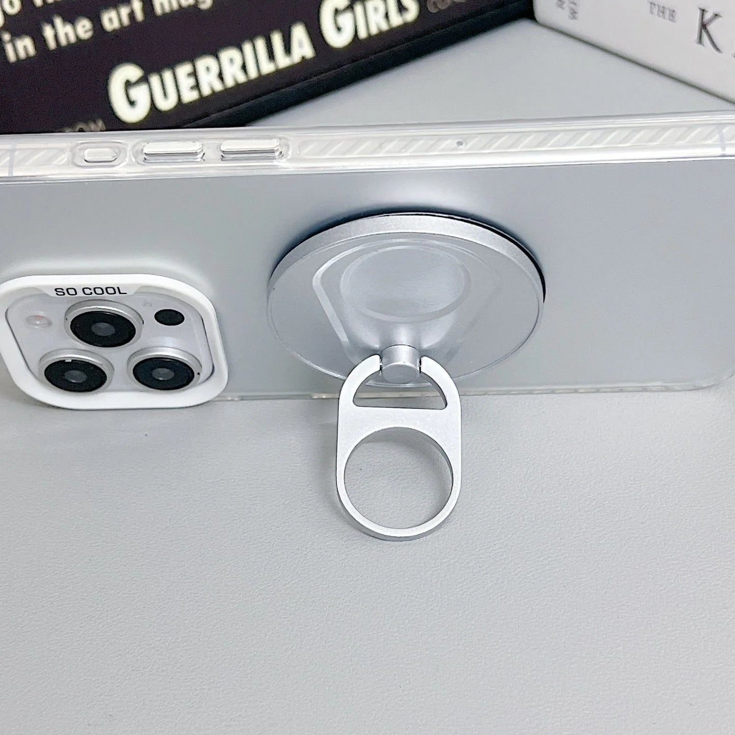 MagSafe Magnetic Zip Top Can Phone Holder – 360° Rotating Alloy Ring with Strong Suction Wall Sticker