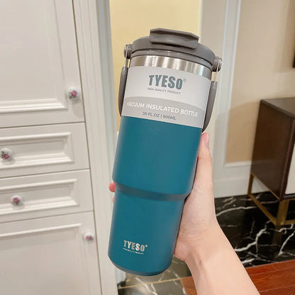 900ML Tyeso Stainless Steel Insulated Tumbler – Double Wall Thermo Coffee Cup for Hot & Cold Drinks, Car Travel Water Bottle Mug