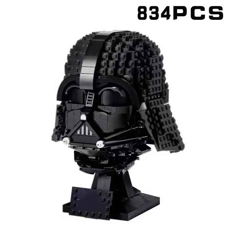 MOC Space Wars Helmet Building Blocks — Stormtrooper & Vader Fighter Model Bricks Toy, Birthday & Xmas Gift for Kids, Home Decor