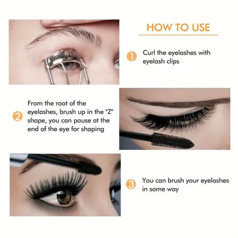 Waterproof 4D Mascara – Thick, Long, Smudge-Proof, Plumping & Curling Eye Makeup