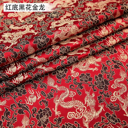 0.5/1/2m Brocade Satin Fabric — Dragon Pattern Material for Sewing, DIY Crafts, Gift Boxes & Patchwork