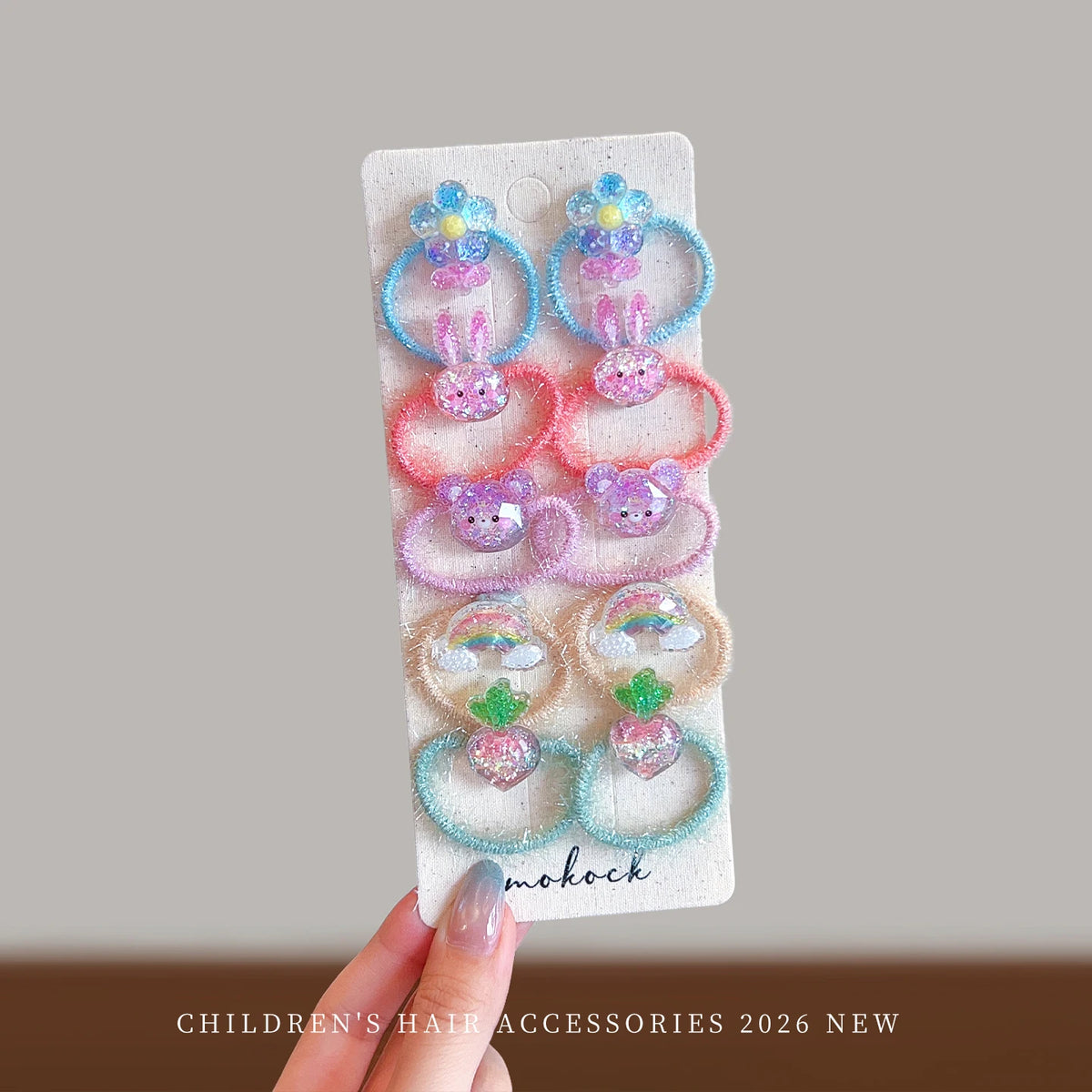 10PCS Ocean-Themed Baby Girl Hair Ties - High-Elasticity Korean-Style Star and Heart Hair Bands for Toddlers, Gentle Everyday Wear