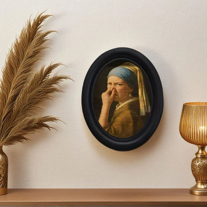 Mini Girl Wall Decor - Quirky Framed Funny Character Painting, Decorative Artwork