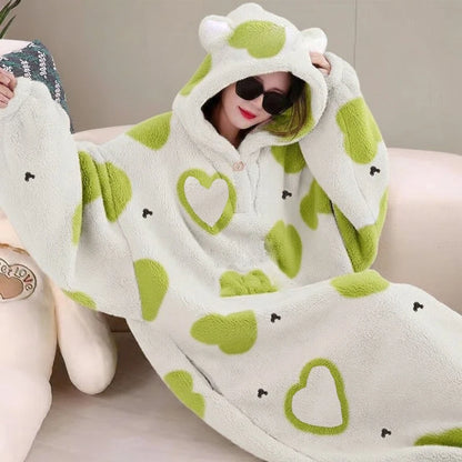 WASART Winter Hooded Fleece Blanket – Ultra Plush Oversized Sweater Blanket with Sleeves, Warm Flannel for Outdoor Use