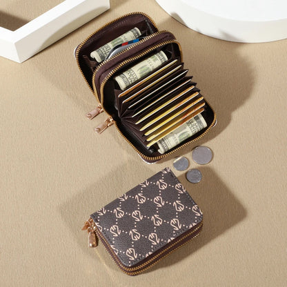 Chic Vintage Women’s Zip Card Holder Wallet – Faux Leather Multi-Slot Credit Card Case with Coin Purse & Secure Storage