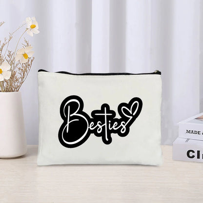 Friendship Commemorative Gift Makeup Bag - Eco Canvas Travel Organizer, Large Capacity Perfume Kit Storage Pouch