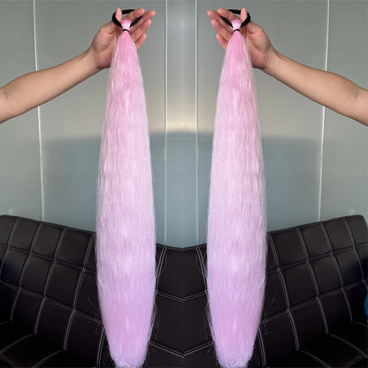 Synthetic Colorful Ponytail Extensions – Long Straight Braided Hairpieces with Rubber Band for Women