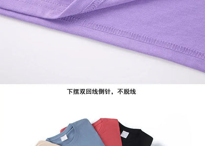 100% Cotton Unisex T-Shirt – Solid Color O-Neck Short Sleeve Tops for Men & Women, Summer Korean Loose Fit M-4XL