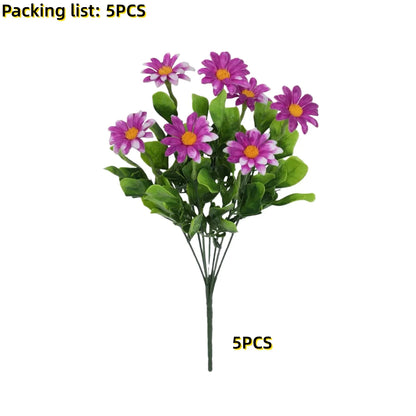 5/10 Pcs Realistic Artificial Daisy Bouquet – UV-Resistant Faux Flowers for Home, Garden, Office & Outdoor Spring/Summer Decor