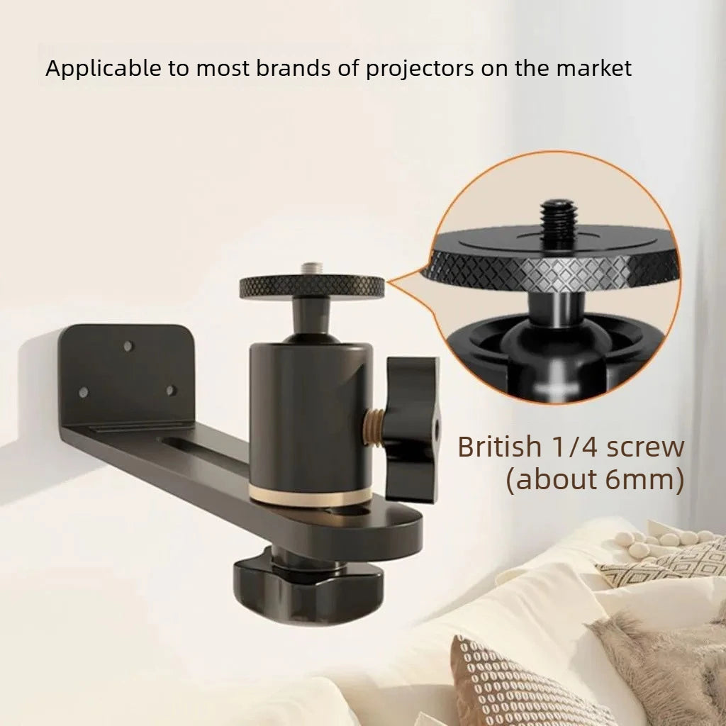 Universal 360° Rotatable Wall Mount Projector Bracket – Portable Beamer Holder Stand with 1/4 Screw for XGIMI, JMGO & Dangbei