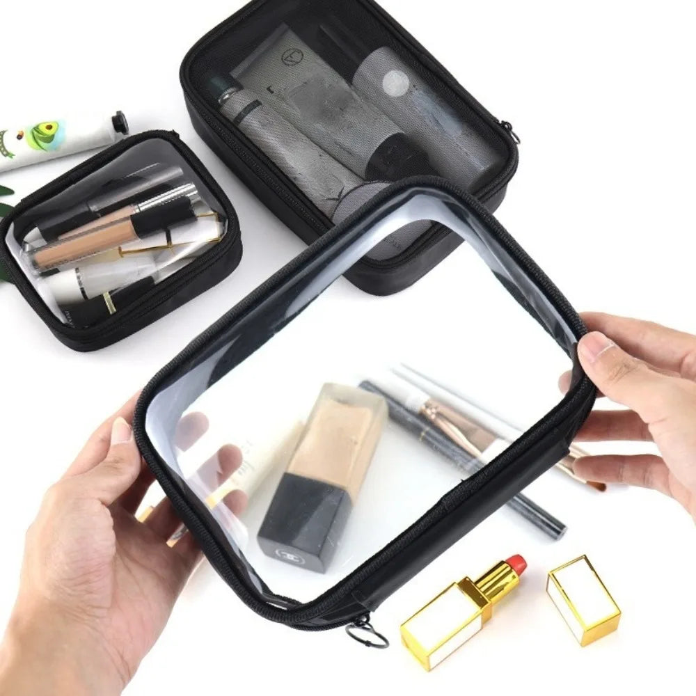 Transparent Travel Cosmetic Bag - Waterproof Zipper Makeup & Toiletry Organizer Case
