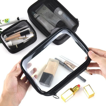 Transparent Travel Cosmetic Bag - Waterproof Zipper Makeup & Toiletry Organizer Case