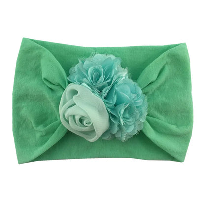 Baby Girls Soft Stretch Flower Headband Wide Nylon Knot Headwrap Kids Hair Band Newborn Photo Prop Accessories