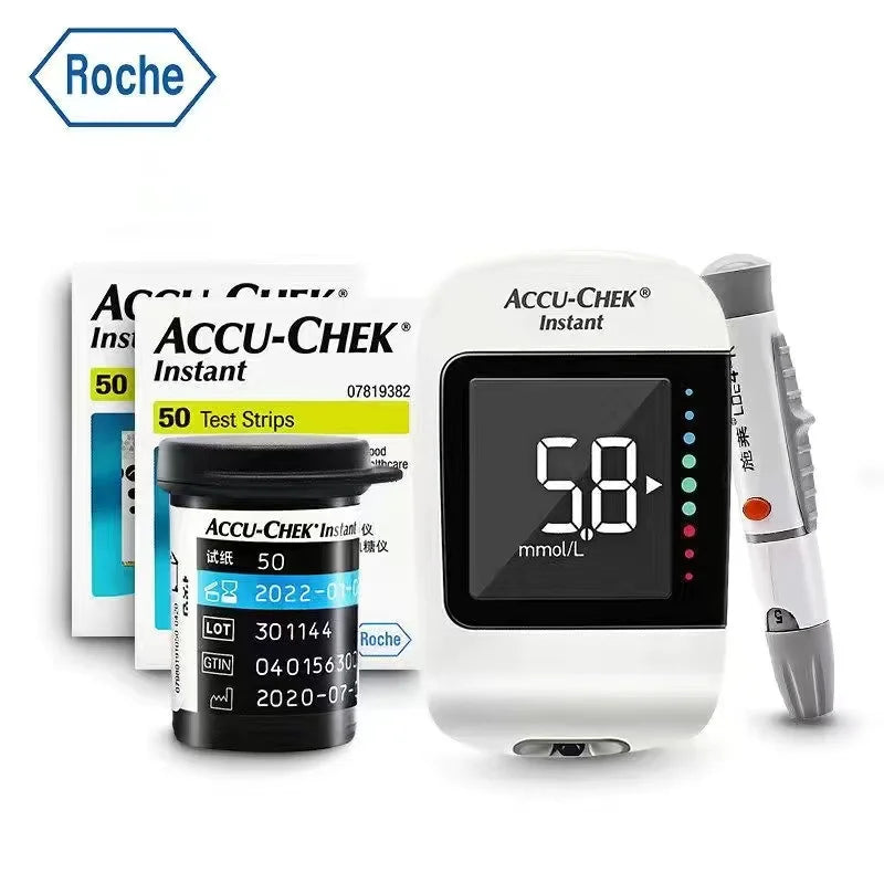 Roche Accu-Chek Instant Blood Glucose Test Strips - Diabetes Testing Supplies with Blood Collection Needles