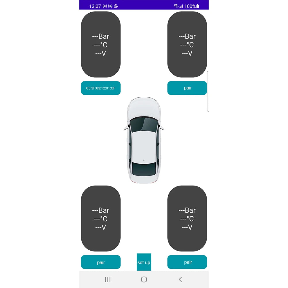 Car TPMS Bluetooth 5.0 Tire Pressure Monitoring System – Motorcycle & Car Tyre Sensor with iOS/Android App Display