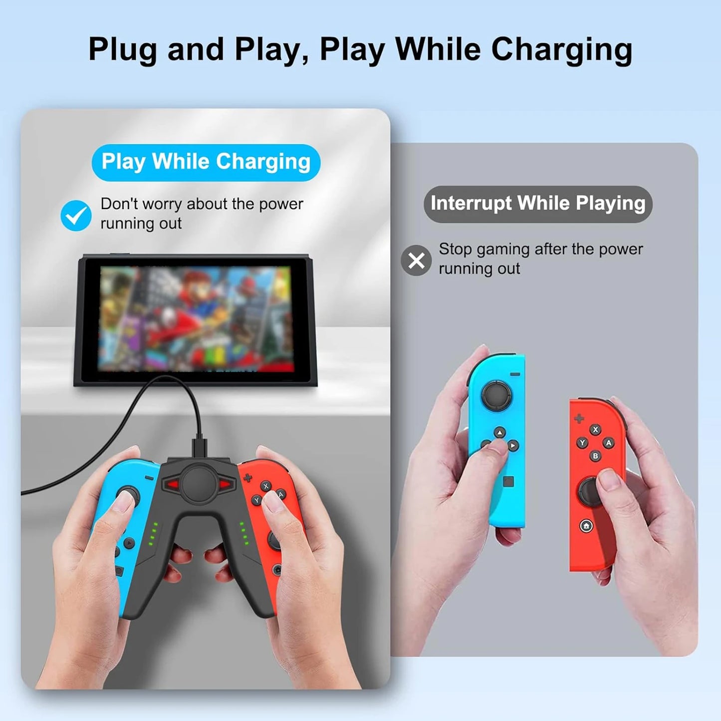GAMINJA Joy-Con Controller Charging Bracket for Nintendo Switch – With Indicator Light for Switch JoyCon