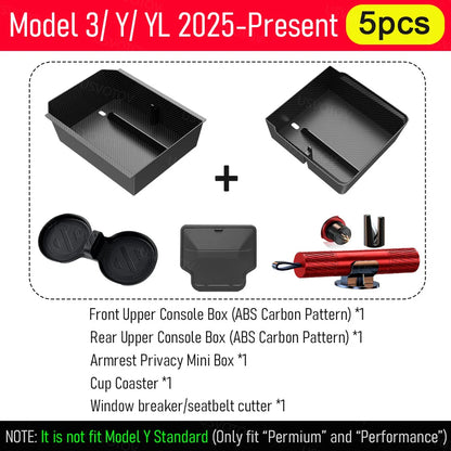Tesla Center Console Organizer Tray – Storage Box and Cup Holder Insert for Model Y Juniper, Model 3 and Model YL (2025–2026)